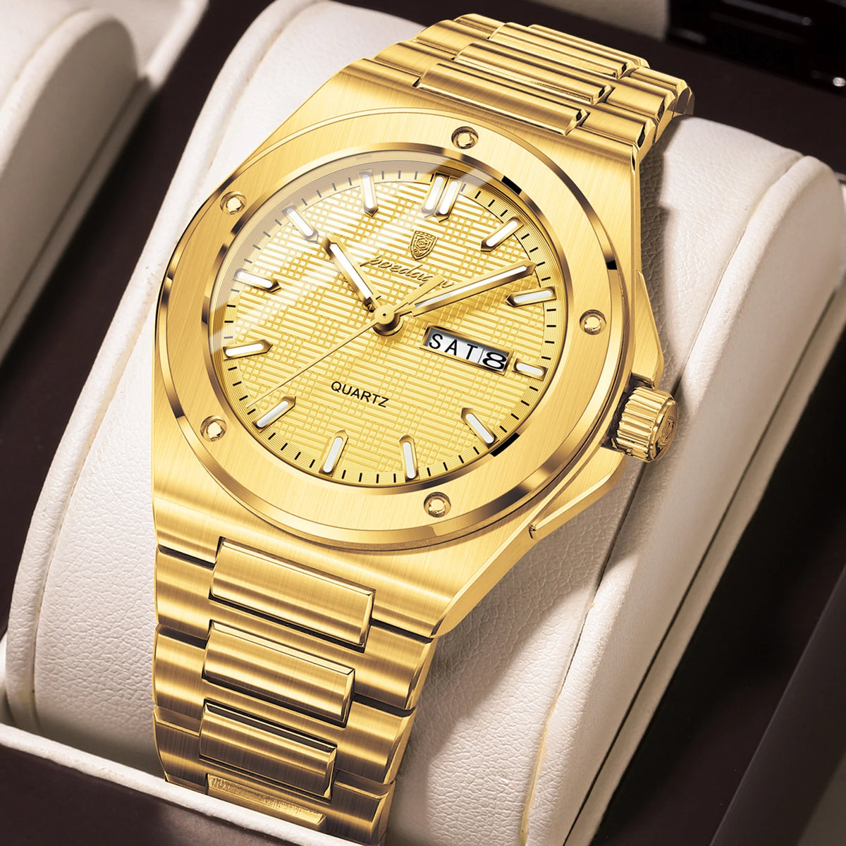 Poedagar 696 Men's Luxury Quartz Watch – Stainless Steel Band, Waterproof, Luminous, Date