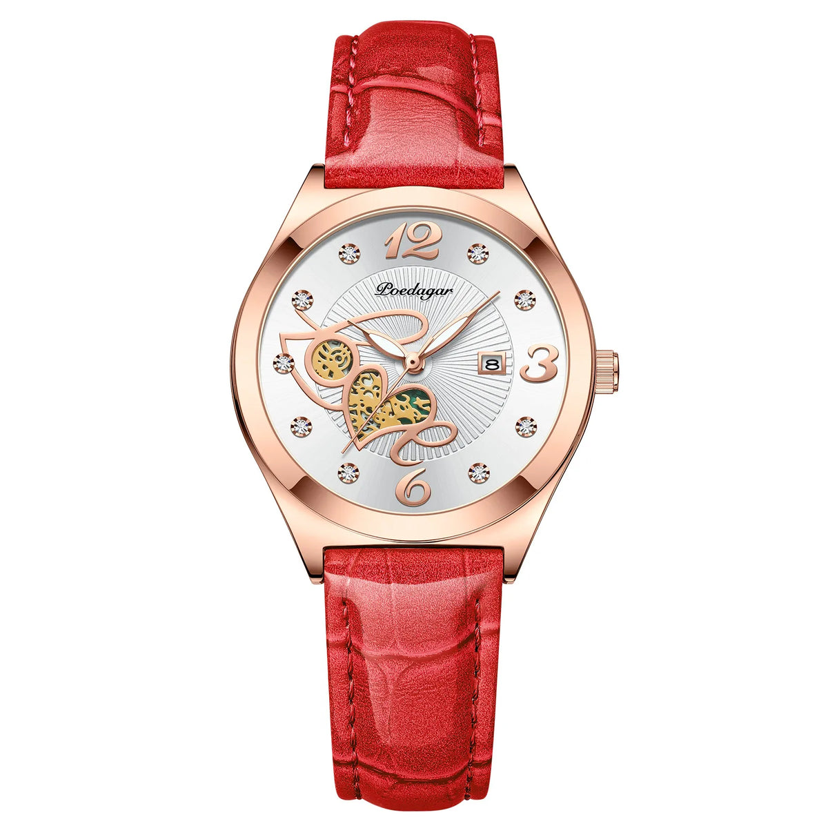 Poedagar 310 Women's Luxury Quartz Watch – Leather Strap, Waterproof, Luminous, Date
