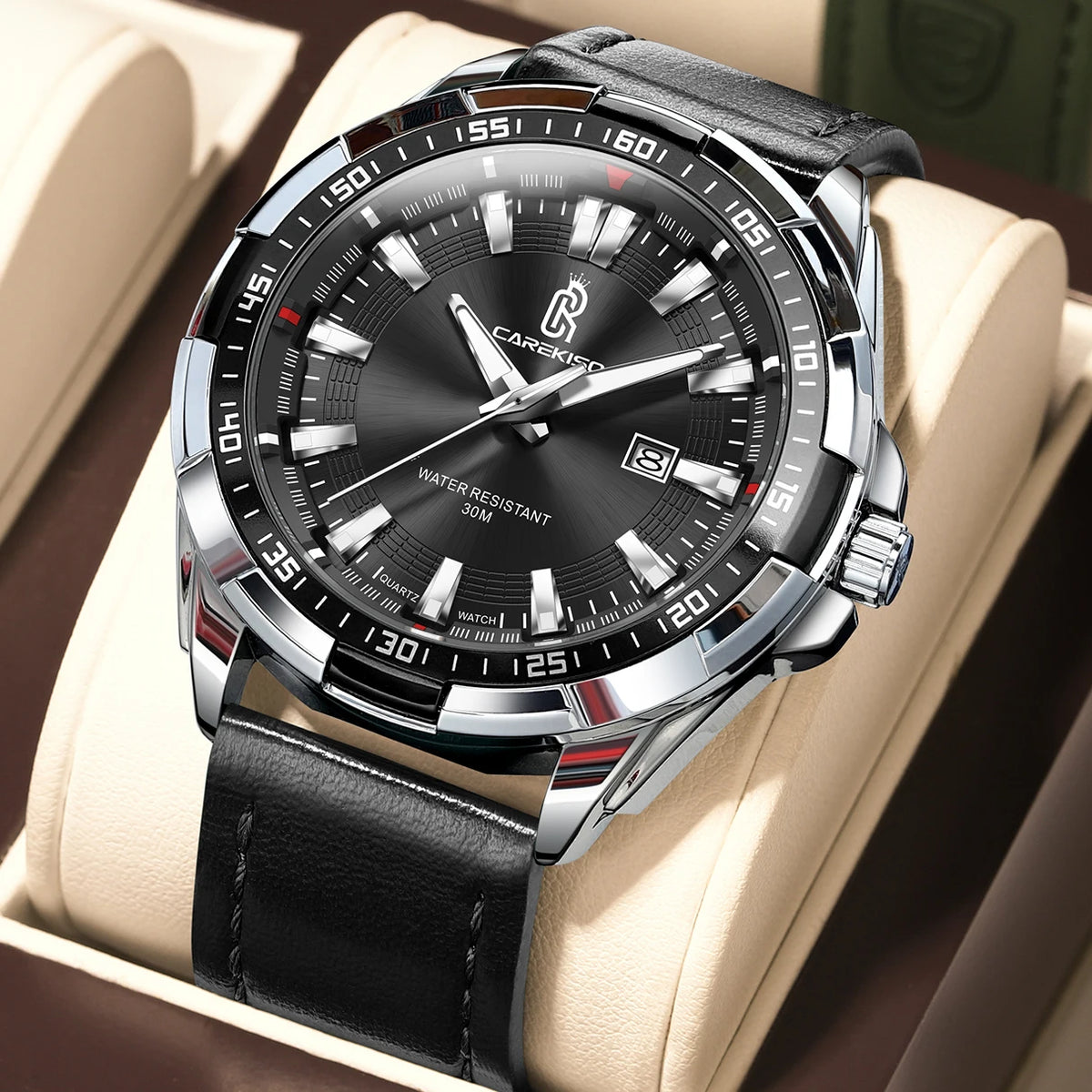 Poedagar C103 Men's Luxury Quartz Watch – Leather Strap, Waterproof, Luminous, Date