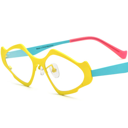 Colourful Titanium Cat Eye Optical Glasses Frame Retro - Yellow Blue - MCROONS