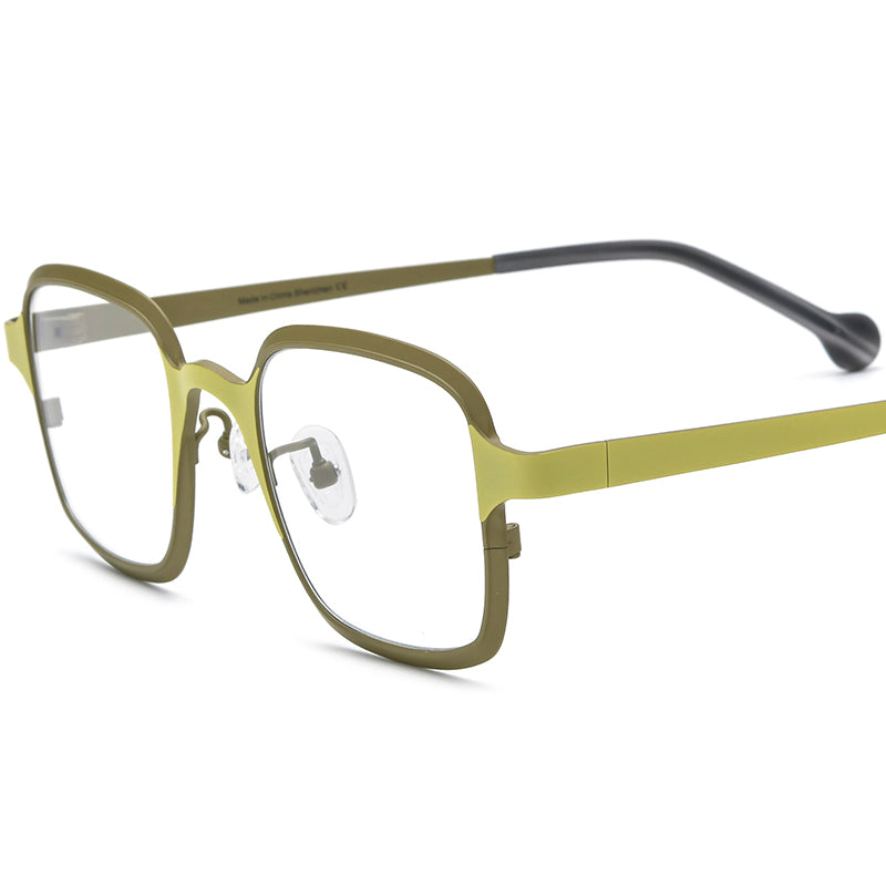 Colourful Titanium Square Optical Glasses Frame Everyday - Matte Dark Yellow - MCROONS