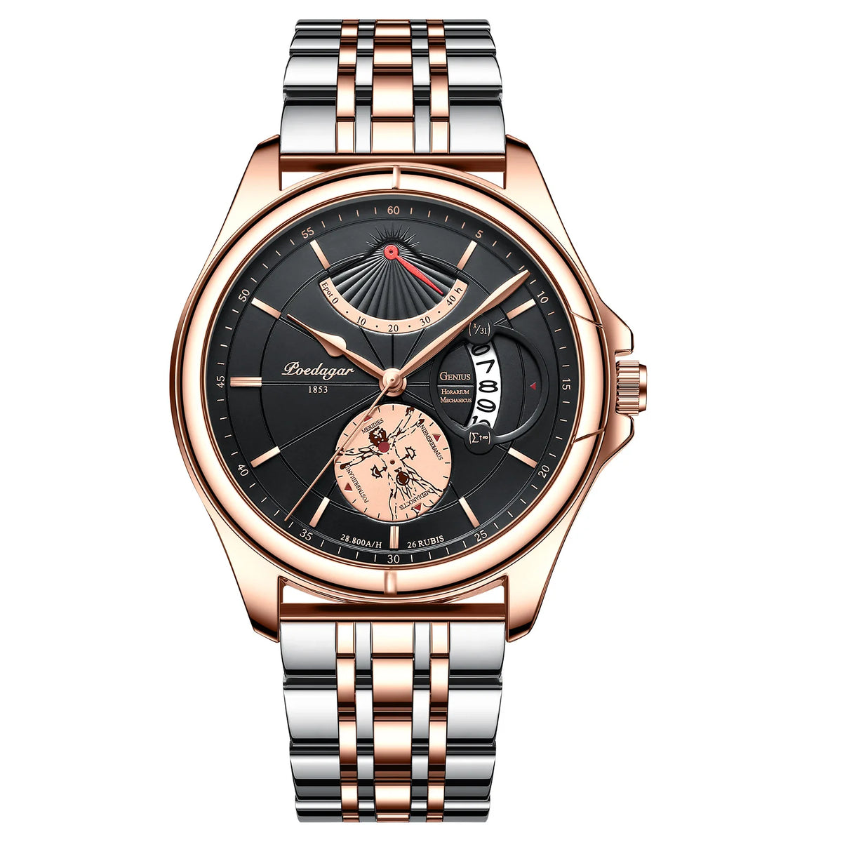 Poedagar 802 Men's Luxury Quartz Watch – Leather Strap, Waterproof, Date