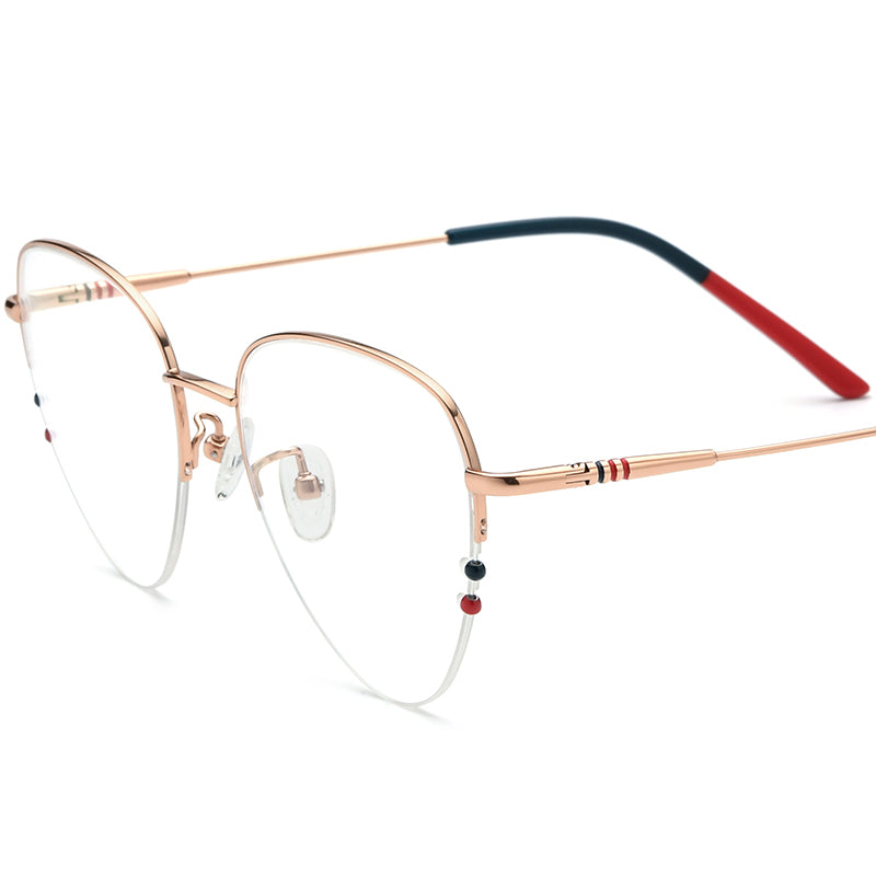 Oversized Cat Eye Titanium Optical Glasses Frame - MCROONS - Rose Gold