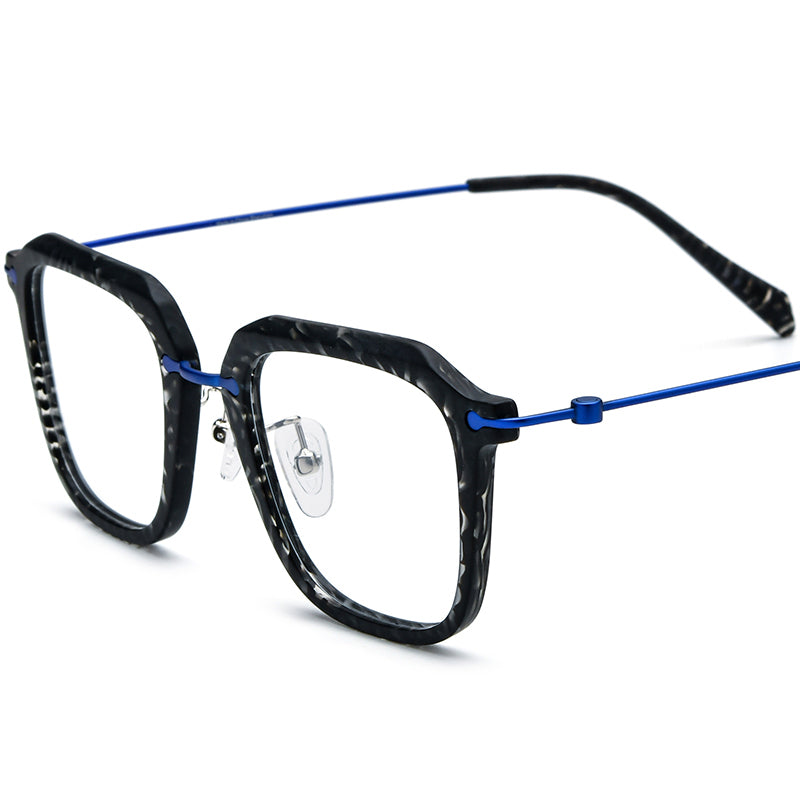 Vintage Retro Square Acetate Optical Glasses Frame - Black - MCROONS