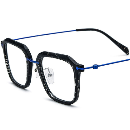Vintage Retro Square Acetate Optical Glasses Frame - Black - MCROONS