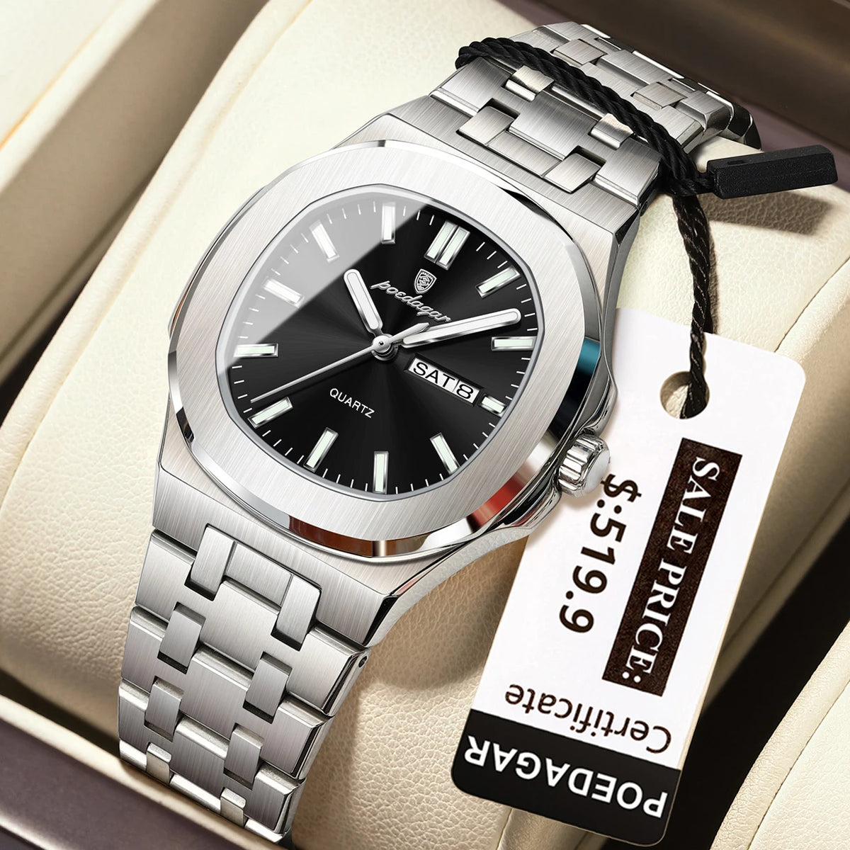 Poedagar 792 Women's Luxury Quartz Watch – Stainless Steel Band, Waterproof, Luminous, Date