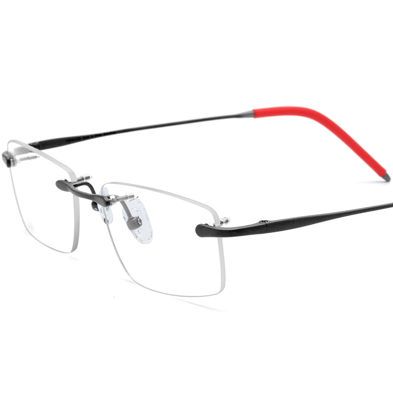 Rimless Titanium Square Sports Optical Glasses Ultralight - Grey - MCROONS