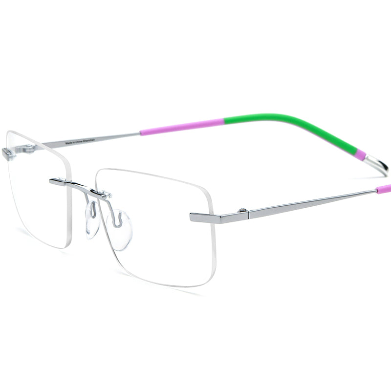 Ultralight Titanium Rimless Square Optical Glasses - Silver - MCROONS