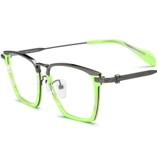 Acetate Titanium Square Optical Glasses Frame Vintage - MCROONS - Grey