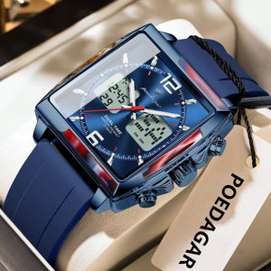 Poedagar E109 Men's Luxury Chronograph Quartz Watch – Silicone Strap, Waterproof, Luminous, Date