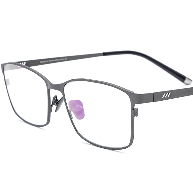 New Designer Pure Titanium Square Optical Glasses Frame - Gray - MCROONS