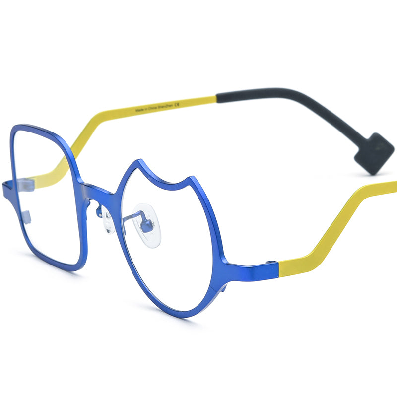 Colourful Titanium Irregular Optical Glasses Frame Retro - Matte Blue - MCROONS