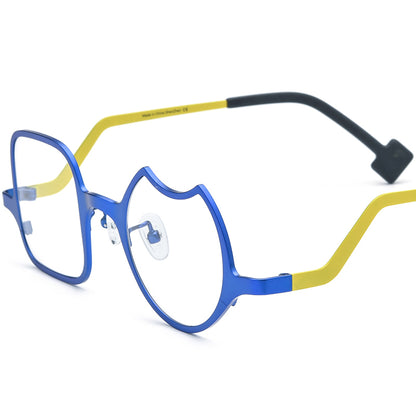 Colourful Titanium Irregular Optical Glasses Frame Retro - Matte Blue - MCROONS