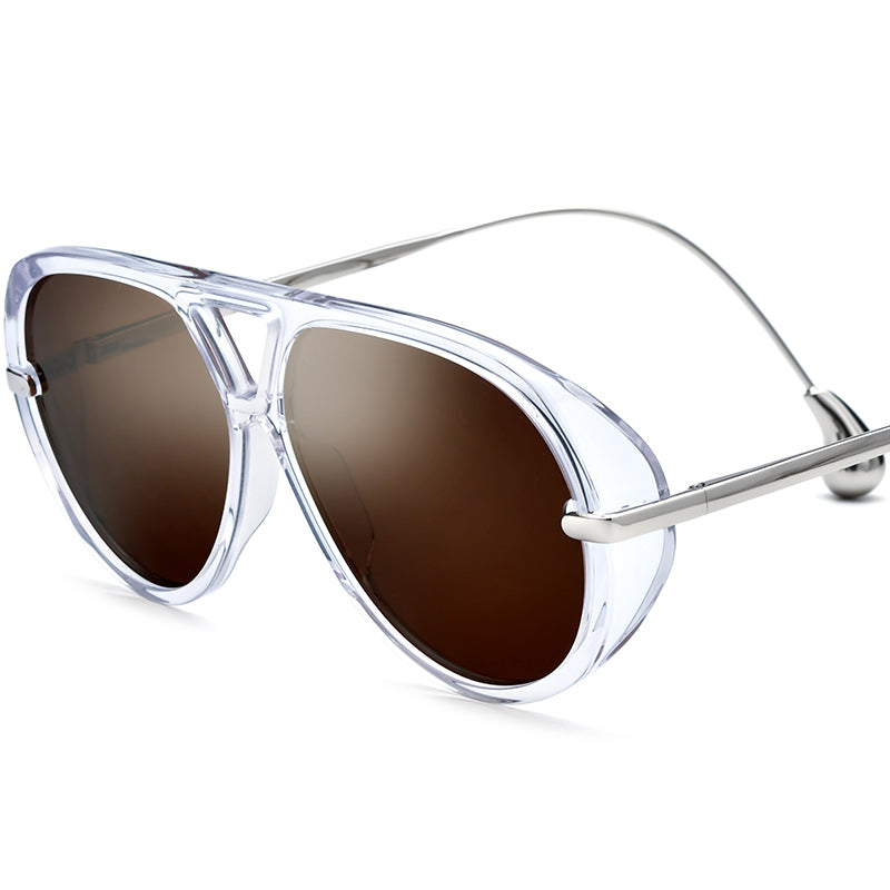 Diamond Acetate Cat Eye Polarised Sunglasses - Transparent Brown Lens - MCROONS