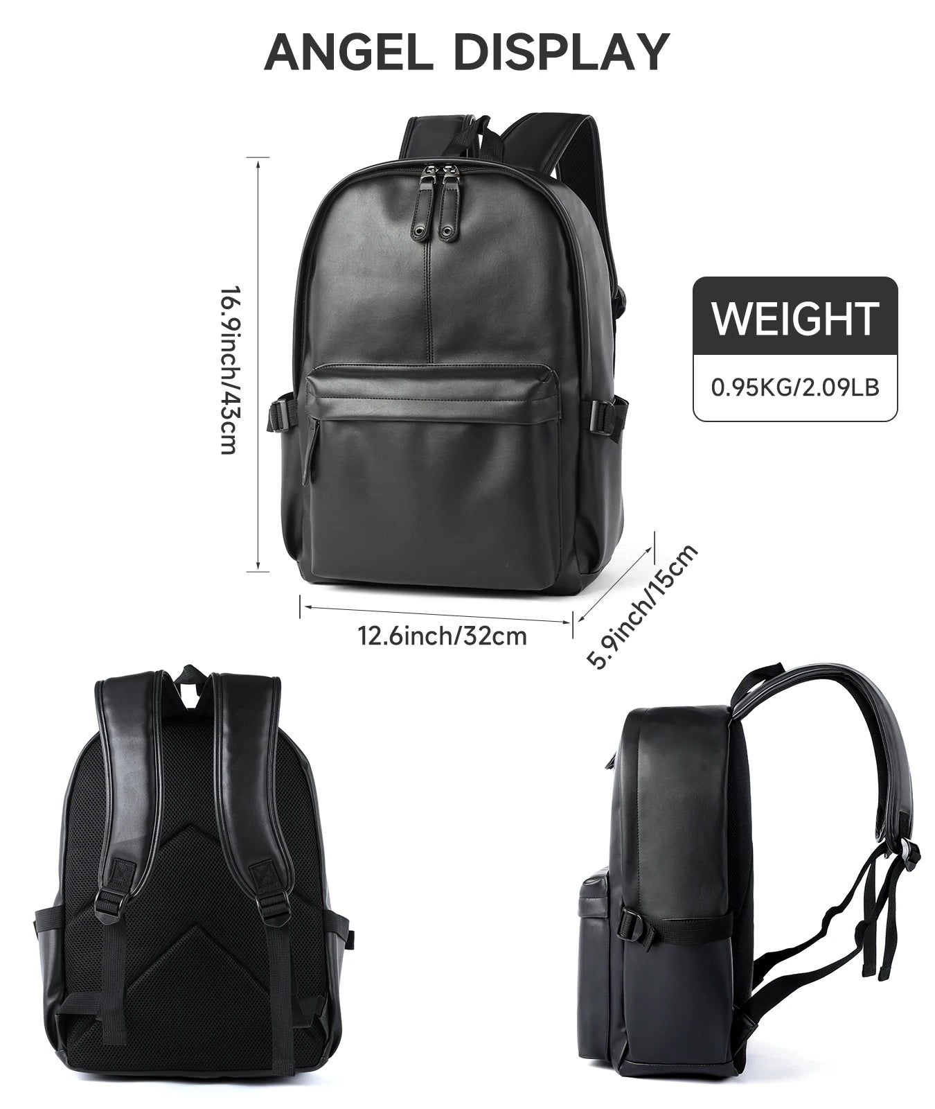 MOYYI Men's PU Leather Travel Backpack with Laptop Compartment