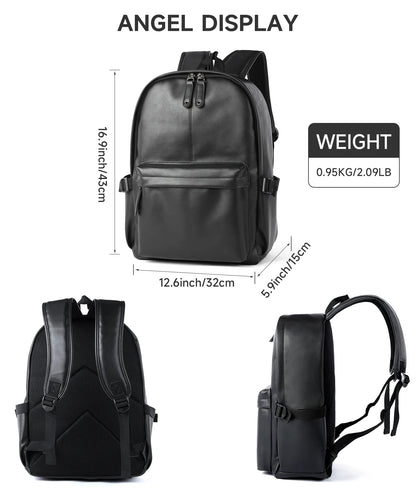 MOYYI Men's PU Leather Travel Backpack with Laptop Compartment