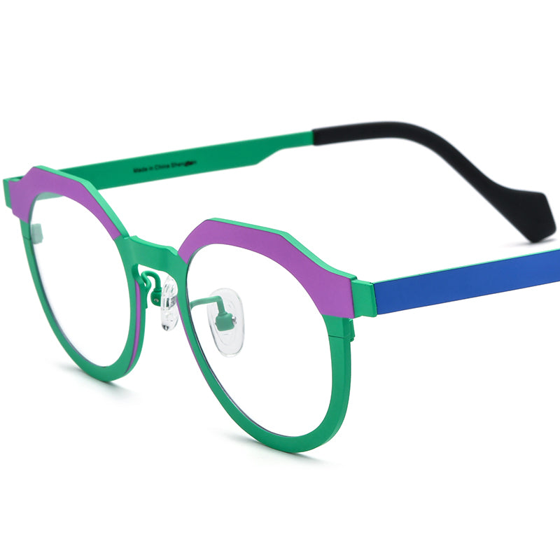 Colourful Titanium Cat Eye Optical Glasses Frame Retro - Matte Purple Green - MCROONS