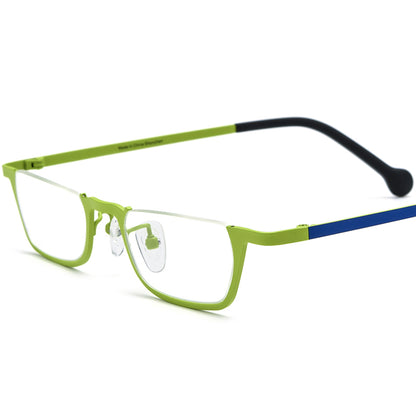 Small Square Semi-Rimless Titanium Optical Glasses - Green - MCROONS