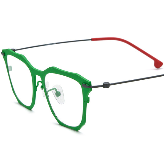 Colourful Titanium Square Optical Glasses Vintage - Green - MCROONS