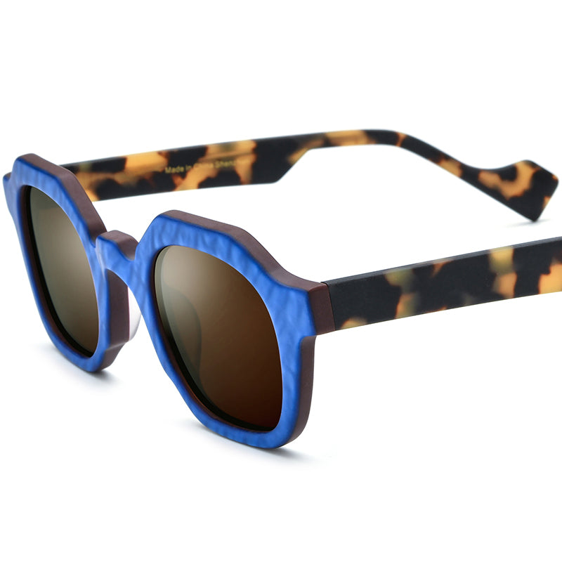 Vintage Square Matte Acetate Polarized Sunglasses UV400 - Blue - MCROONS