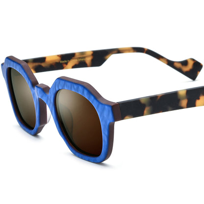Vintage Square Matte Acetate Polarized Sunglasses UV400 - Blue - MCROONS