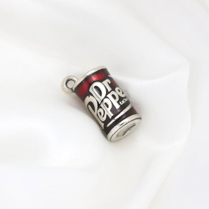 Enamel "Dr Pepper" Charm 925 Sterling Silver DIY Cute Food Series Fashion Charm for Women and Children Jewelry Making