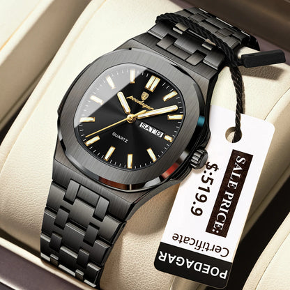 Poedagar 792 Women's Luxury Quartz Watch – Stainless Steel Band, Waterproof, Luminous, Date