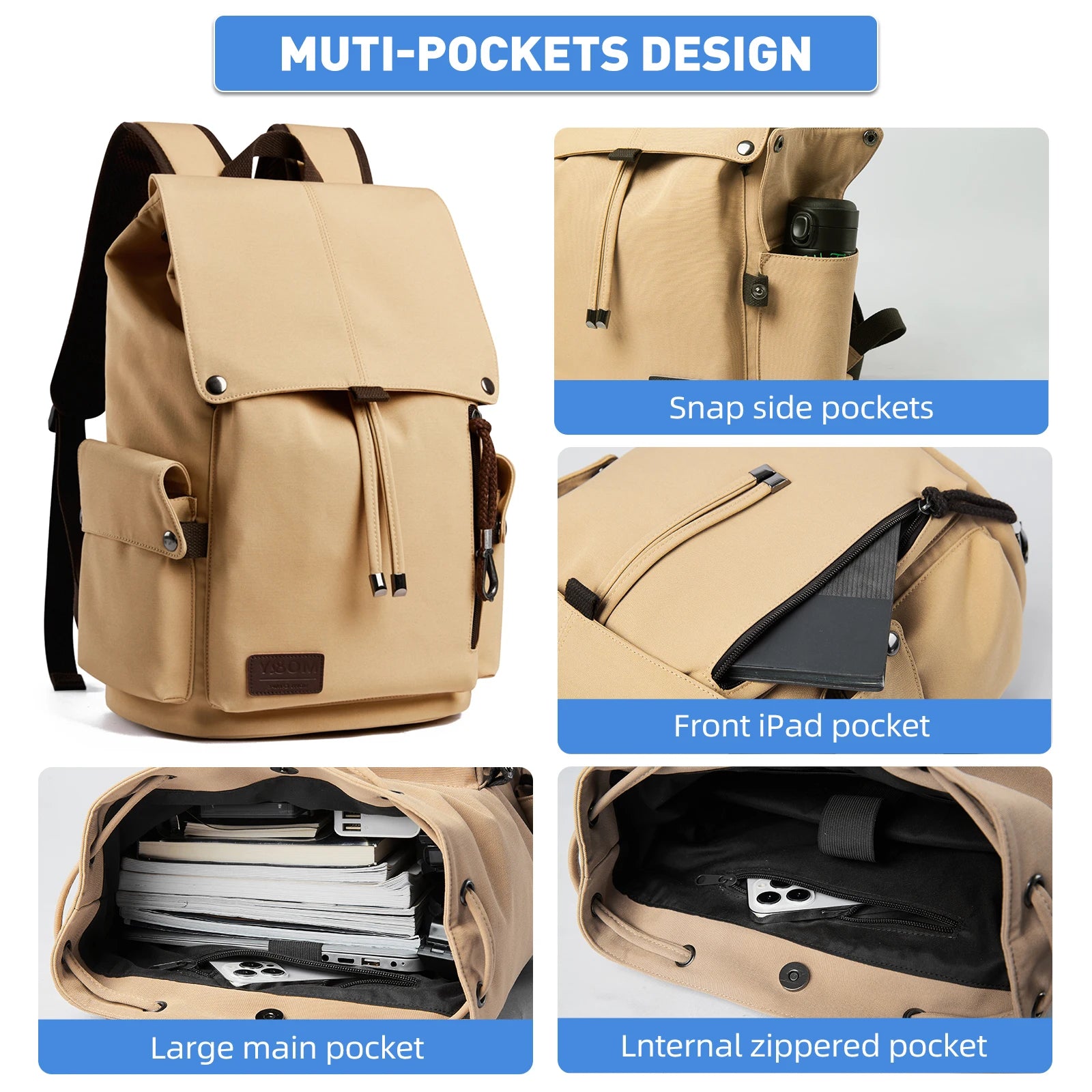 Classic Flap Laptop Backpack Bags for Men Casual Outdoor Anti-Theft Travel Backpack Bags