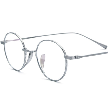 Japanese Style Pure Titanium Round Optical Glasses - Silver - MCROONS