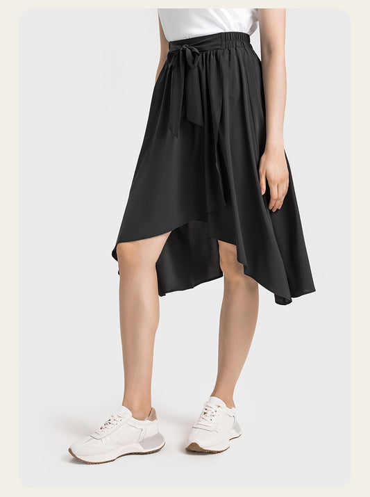 Asymmetric waist-belt midi skirt detail - MCROONS