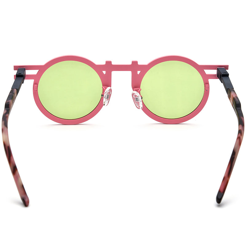 Colourful Titanium Retro Round Polarized Sunglasses - MCROONS - back view