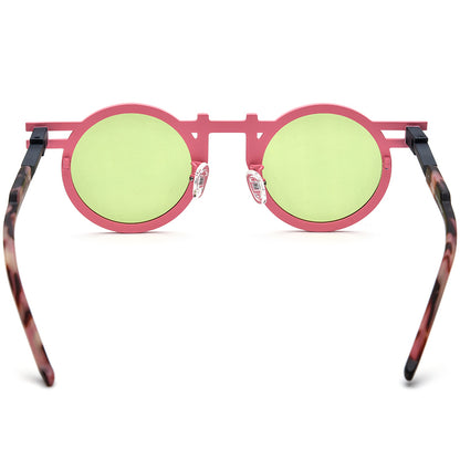 Colourful Titanium Retro Round Polarized Sunglasses - MCROONS - back view