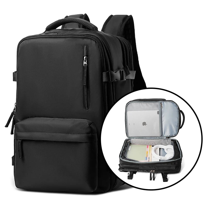 Mochilas Extended 40L Black Carry on Backpack Men Business Laptop Travel Backpack