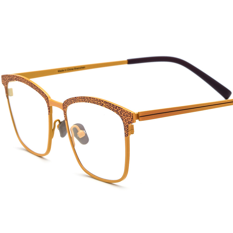 Colourful Titanium Square Optical Glasses Frame Premium - Yellow - MCROONS