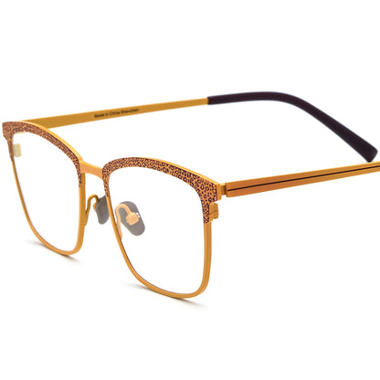Colourful Titanium Square Optical Glasses Frame Premium - Yellow - MCROONS