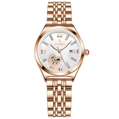 Poedagar 320 Women's Luxury Quartz Watch – Stainless Steel Band, Waterproof, Luminous, Date