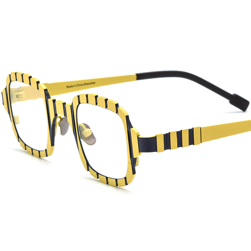 Colourful Titanium Square Optical Glasses Frame Designer - Yellow - MCROONS