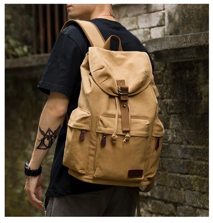 MOYYI Anti-Theft Canvas Bag for Men Outdoor Knapsack Hiking Laptop Backpack