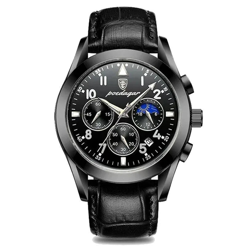 Poedagar 8168 Men's Luxury Quartz Watch – Stainless Steel Band, Waterproof, Luminous, Date