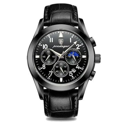 Poedagar 8168 Men's Luxury Quartz Watch – Stainless Steel Band, Waterproof, Luminous, Date