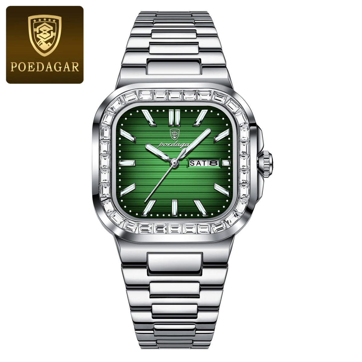 Poedagar 975 Men's Luxury Quartz Watch – Stainless Steel Band, Waterproof, Luminous, Date
