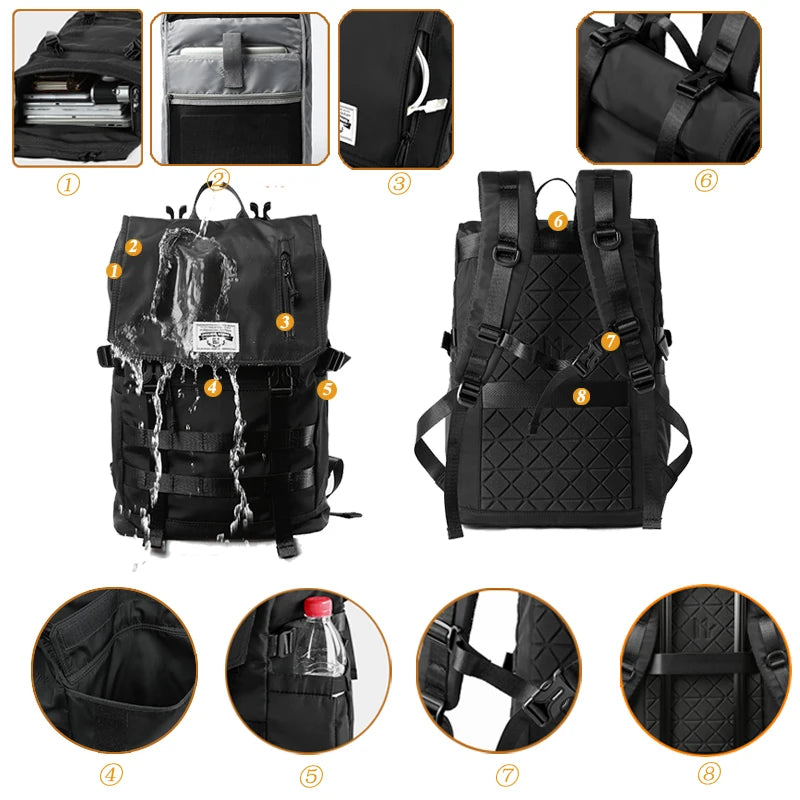 Wholesale anti Theft Expandable Rucksack Travel 17' Laptop Backpack Convertible Techwear Roll Top Backpack
