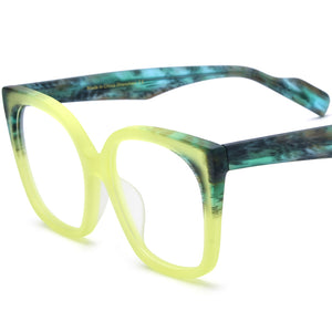 Retro Oversized Cat Eye Matte Acetate Optical Glasses Frame - Matte Green - MCROONS