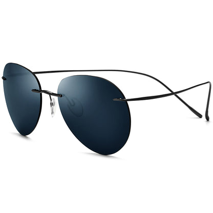Rimless Titanium Pilot Sunglasses - Black Gray - MCROONS