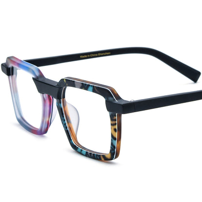 Fashion Multicolour Square Matte Acetate Optical Glasses Frame - Colorful - MCROONS