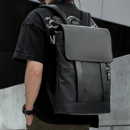 MOYYI PVC Laptop Bags for Men Business Flip Backpack for College Laptop Backpack