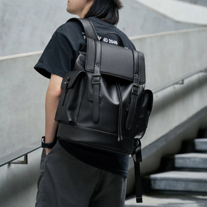 MOYYI Luxury PU Leather Bags for Men'S Backpack Business Travel Laptop Backpack