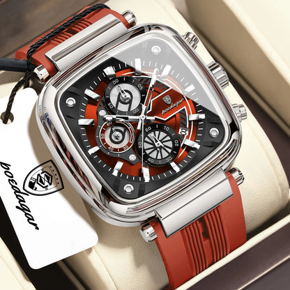 Poedagar 849 Men's Luxury Chronograph Quartz Watch – Silicone Strap, Waterproof, Luminous, Date