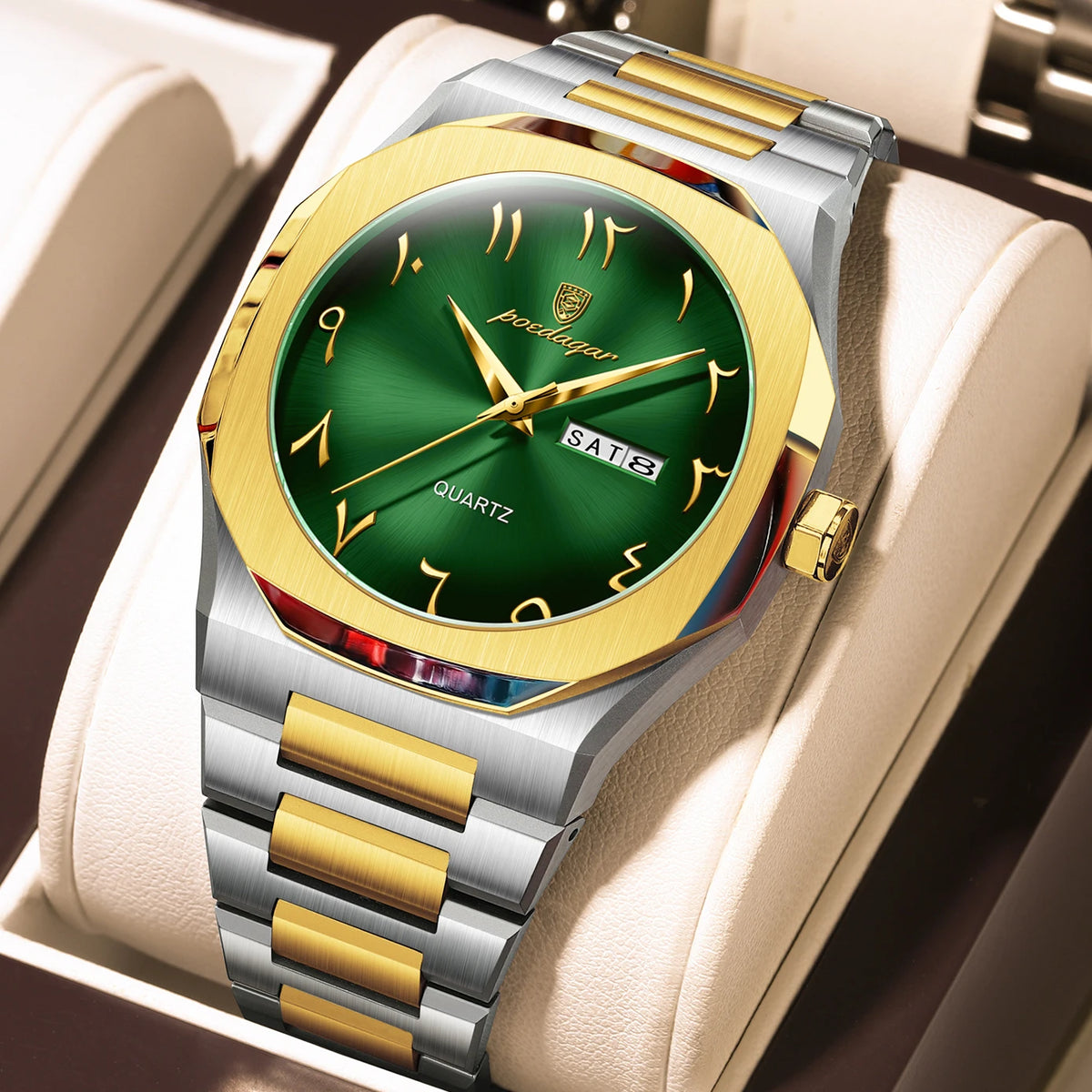 Poedagar 830 Men's Luxury Quartz Watch – Stainless Steel Band, Waterproof, Luminous, Date