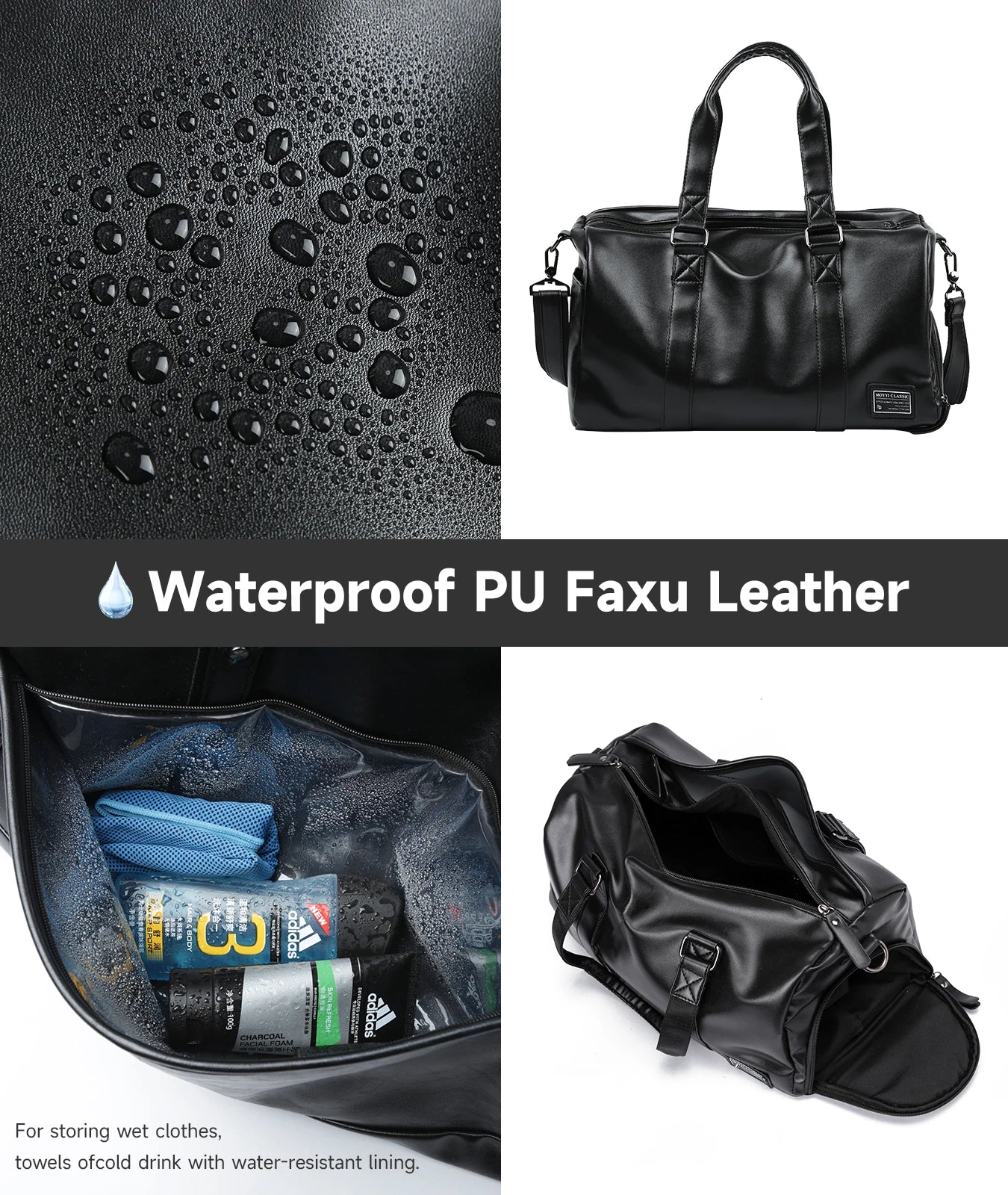 MOYYI PU Leather Travel Bags for Men Duffle Bag Outdoor Leather Men'S Travel Bag